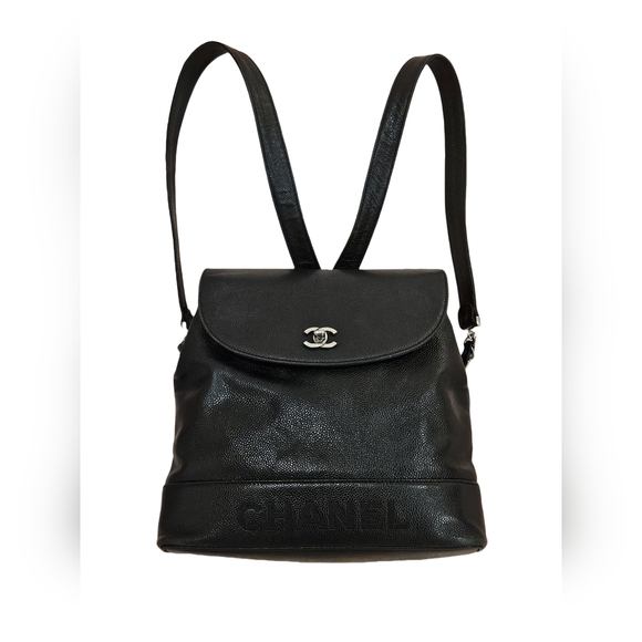 ❌️SOLD❌️⚜️Vintage ⚜️Chanel Black Caviar 'CC' Backpack - Picture 3 of 16